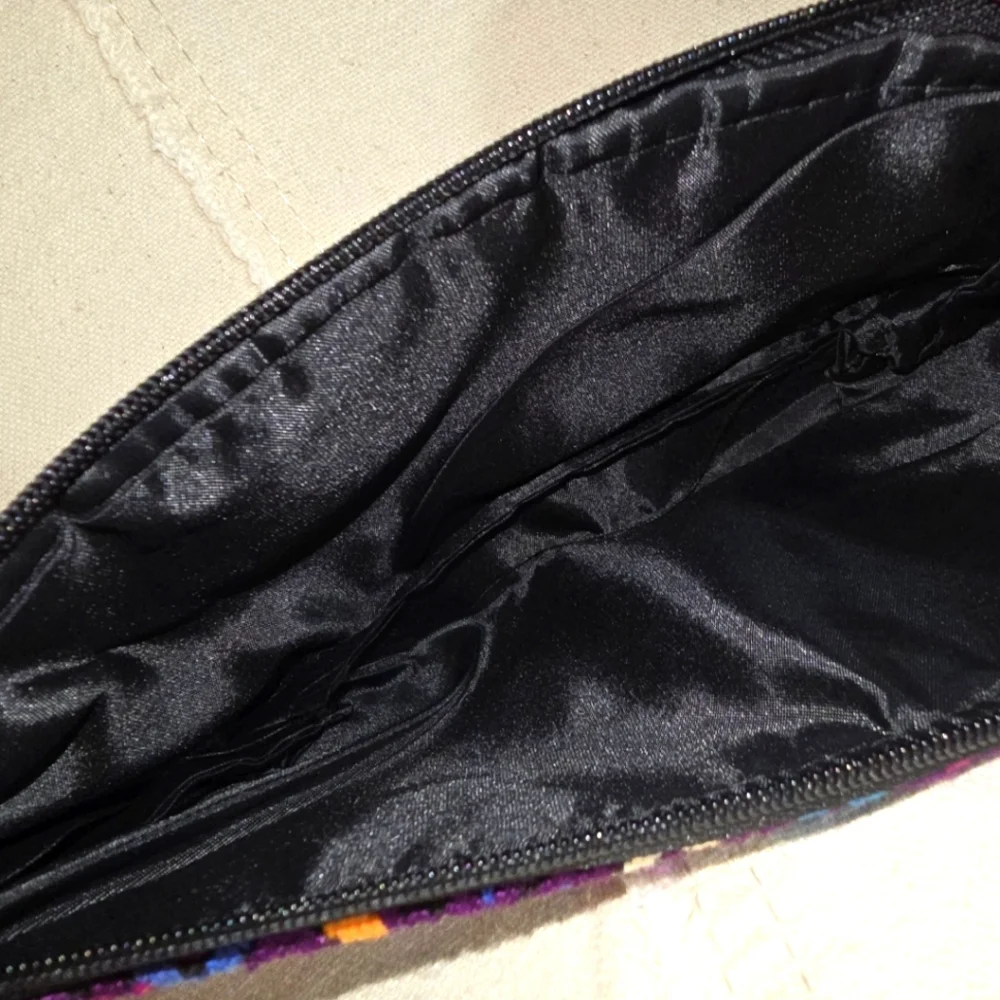 Embroidered Clutch, zipper bag, pencil pouch